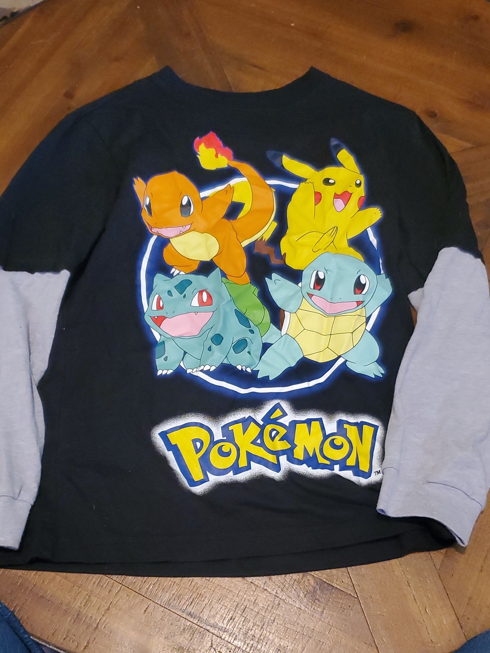 Kids Pokémon Long Sleeve Tee - Black with Gray Sleeves